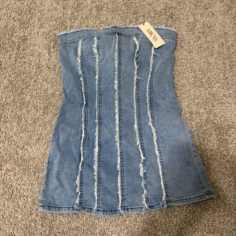 NWT Micas Strapless Denim Mini Dress